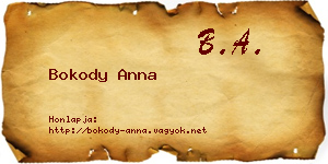 Bokody Anna névjegykártya